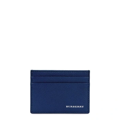 Shop Burberry Dark Blue Leather Card Holder
