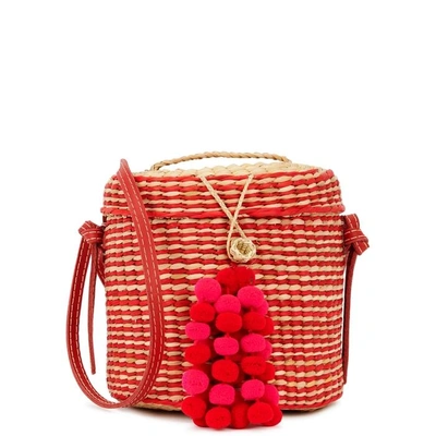 Shop Nannacy Ana Pompom Bucket Bag In Red