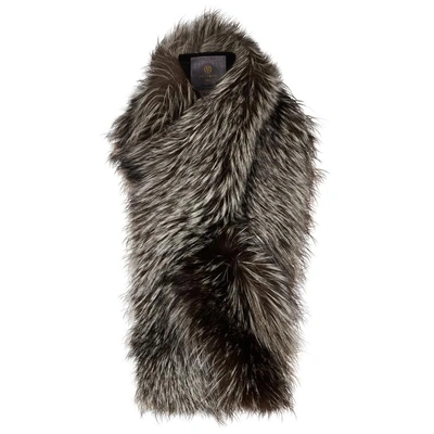 Shop Lilly E Violetta Arabella Fox Fur Scarf In Grey