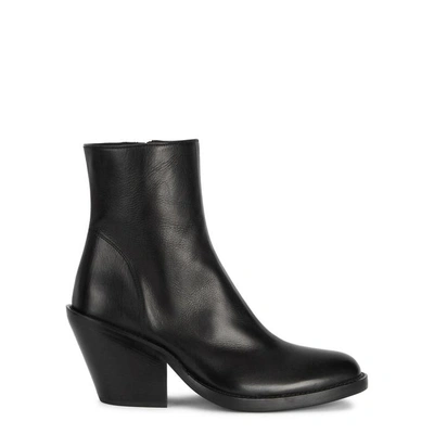 Shop Ann Demeulemeester Black Leather Ankle Boots