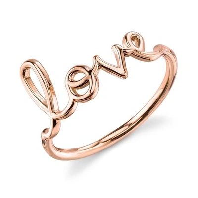 Shop Sydney Evan 14ct Rose Gold Love Script Ring