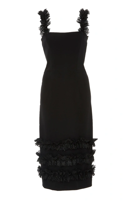 Shop Christian Siriano Black Lace Trim Dress