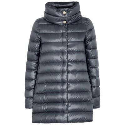 Shop Herno Iconic Amelia Quilted Shell Coat In Blue