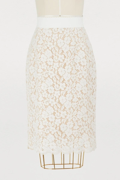 Shop Dolce & Gabbana Lace Skirt In White