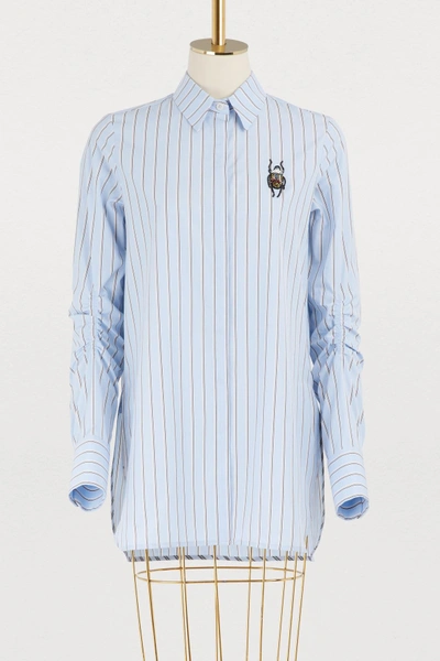Shop Carven Cotton Striped Shirt In Bleu Ciel/blanc
