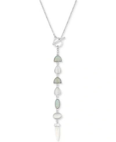 Shop Lucky Brand Silver-tone Stone 23" Lariat Necklace