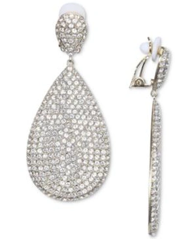 Shop Nina Silver-tone Pave Clip-on Drop Earrings In Gold/white