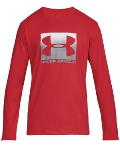 Shop Under Armour Men's Charged Cotton Long-sleeve Logo T-shirt In Red