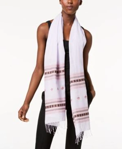 Shop Eileen Fisher Printed Organic-cotton Scarf In Wisteria