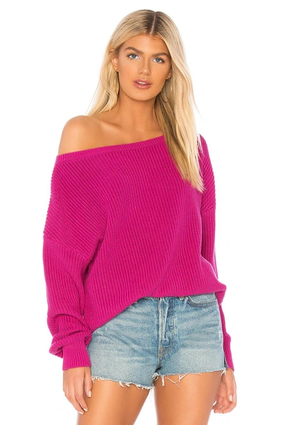 Shop Callahan X Revolve Shaker Knit Off Shoulder Sweater In Fuchsia