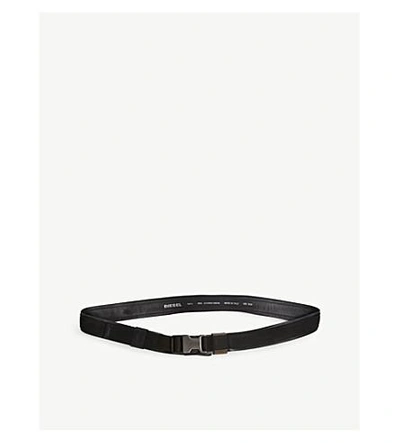 Shop Diesel B-choice Woven And Leather Belt In Black
