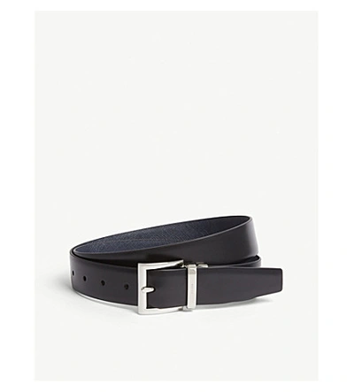 Shop Prada Reversible Leather Belt In Black Blue