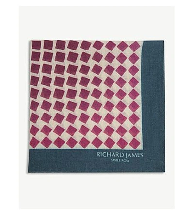 Shop Richard James Patterned Silk Pocket Square In Magenta