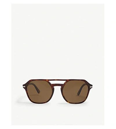 Shop Persol Po3206 Irregular-frame Sunglasses In Havana