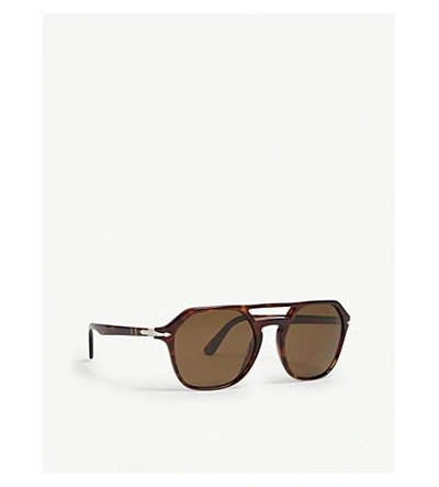 Shop Persol Po3206 Irregular-frame Sunglasses In Havana