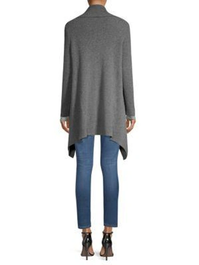 Shop Tse X Sfa Ribbed Draped Cashmere Cardigan In Grey Melange