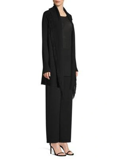 Shop Tse X Sfa Suede Fringe Cashmere Cardigan In Black