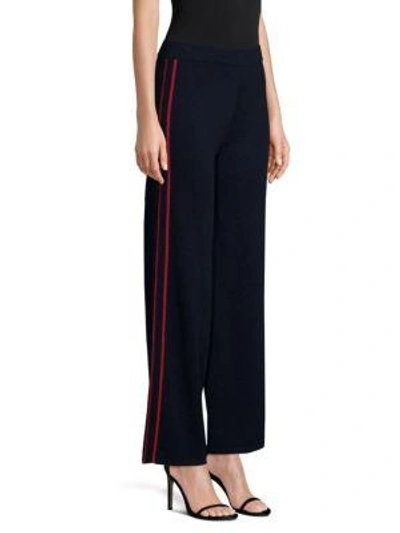 Shop Tse X Sfa Side Stripe Knit Cashmere Pants In Navy Red