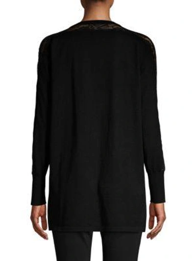 Shop Tse X Sfa Lace-trimmed Open Front Cardigan In Black