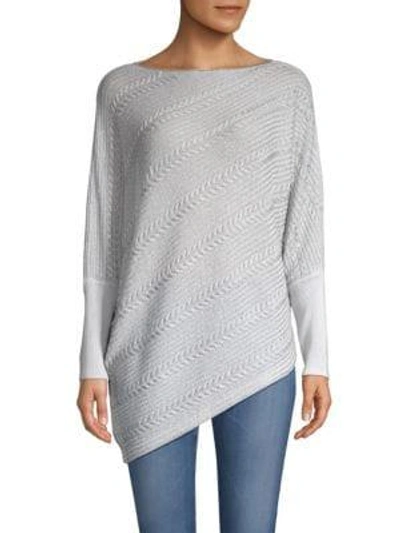 Shop Tse X Sfa Asymmetrical Cable Knitsweater In Platinum