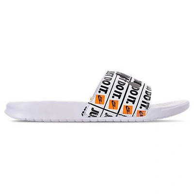 Shop Nike Men's Benassi Jdi Print Slide Sandals In White