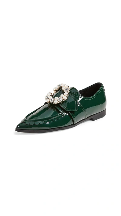 Shop Suecomma Bonnie Jewel Detailed Pointy Loafers In Green