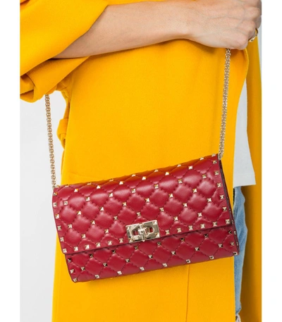 Shop Valentino Rockstud Spike Chain Crossbody In Red