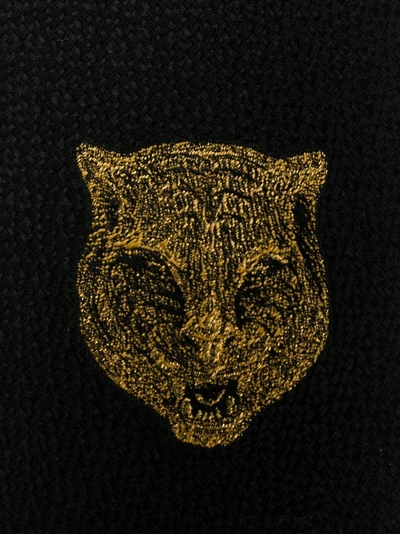 Shop Gucci Tiger Head Embroidered Tie - Black