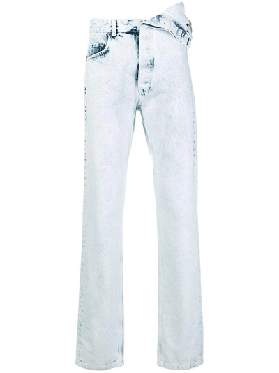 Shop Y/project Asymmetric Straight Leg Jeans In Blue