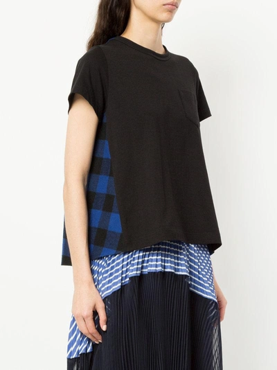 Shop Sacai Checked Back T-shirt - Black