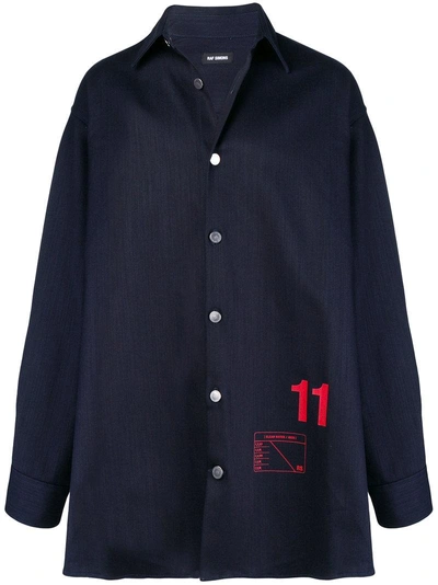 Shop Raf Simons Oversized Shirt Jacket In Blue