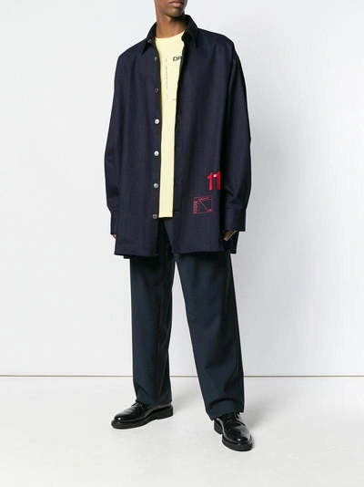 Shop Raf Simons Oversized Shirt Jacket In Blue