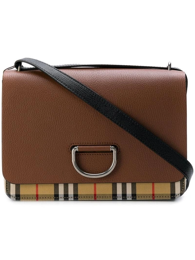 Shop Burberry Foldover Checked Shoulder Bag - Nude & Neutrals