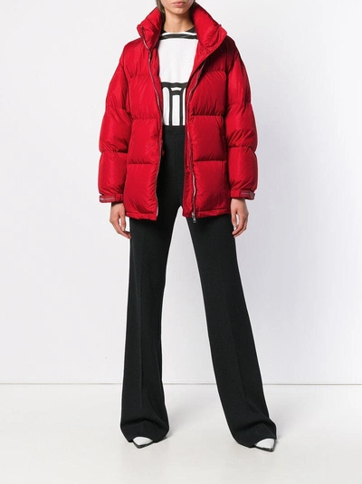 Shop Prada Zipped Padded Jacket - Red