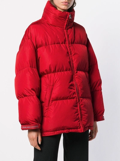 Shop Prada Zipped Padded Jacket - Red