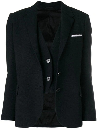 Shop Neil Barrett Waistcoat Layer Blazer - Black