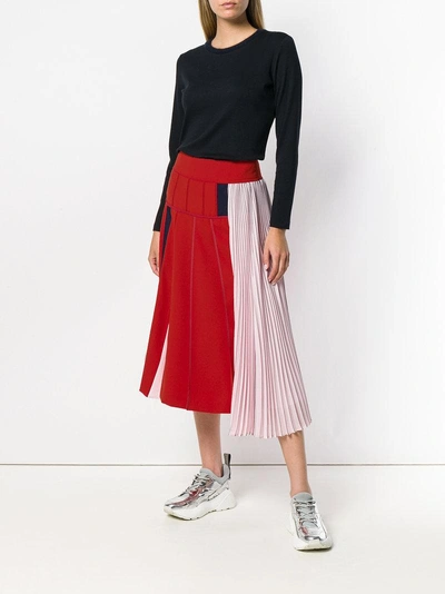 Shop Sportmax Colour-block Flared Skirt In Red
