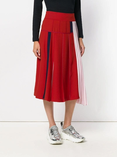 Shop Sportmax Colour-block Flared Skirt In Red