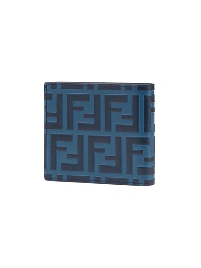 Shop Fendi Ff Logo Bi-fold Wallet In Blue