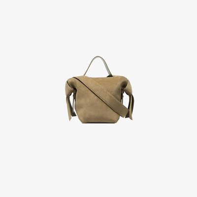 Shop Acne Studios Grey Musubi Mini Suede Leather Shoulder Bag