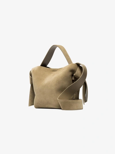 Shop Acne Studios Grey Musubi Mini Suede Leather Shoulder Bag