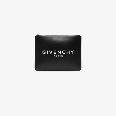 Shop Givenchy Black Logo Leather Clutch