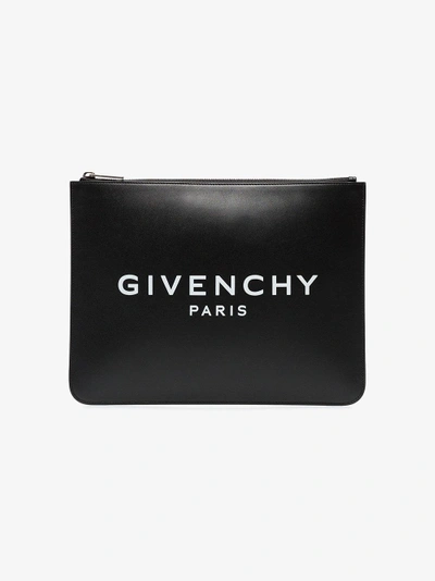 Shop Givenchy Black Logo Leather Clutch