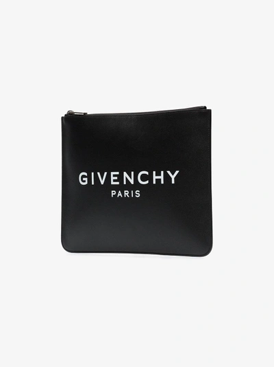 Shop Givenchy Black Logo Leather Clutch