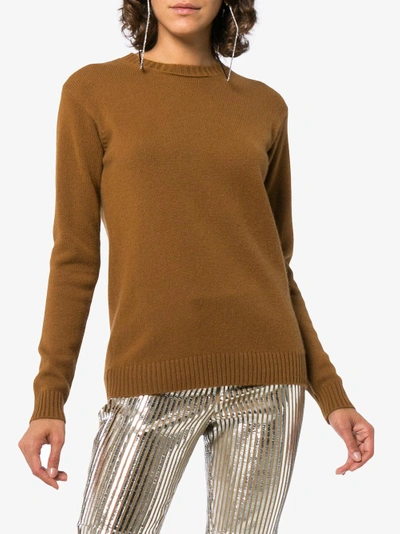 Shop Alexandra Golovanoff Regular Fit Round Neck Cashmere Jumper In Brown