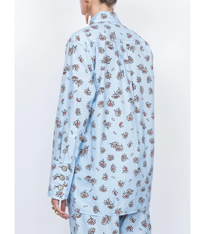 Shop Marni Floral Polo Neck Shirt In Blue