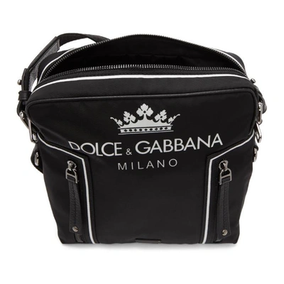 DOLCE AND GABBANA 黑色徽标邮差包