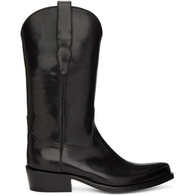 Shop Brioni Black Cowboy Boots In 1000 Black