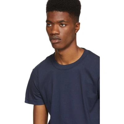 Shop Naked And Famous Denim Blue Ringspun Cotton T-shirt In Navy