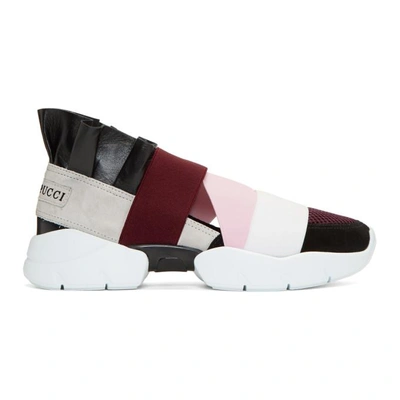 Shop Emilio Pucci Burgundy And Black City Up Sneakers In A62 Black/g